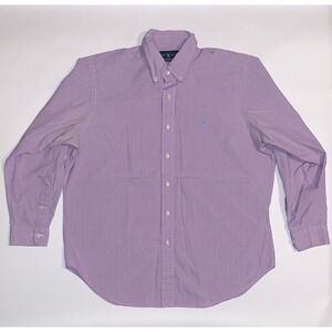Ralph Lauren Classic Fit Shirt Men's Large 16.5 32/33 Lavender Plaid Cotton